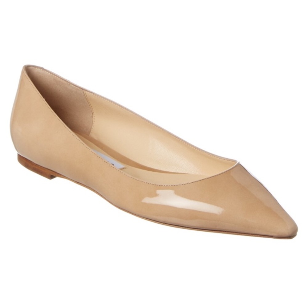 Jimmy Choo Romy Pointed Toe Flat (Patent Nude) 39